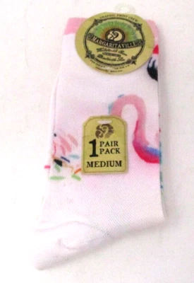 Meias Flamingo Margartitaville estampa gráfica tripulação - Imagem 1 de 2