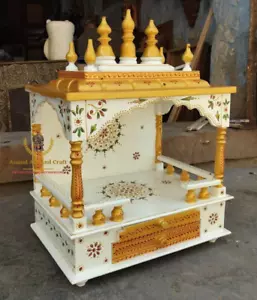 Tempio in legno artigianale Mandir | Hindu Pooja Ghar | Arte culto casa e ufficio - Foto 1 di 8