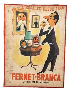 Vintage Original Fernet Branca Argentina Poster 1950 Advertising Sign Mounted - Picture 1 of 8