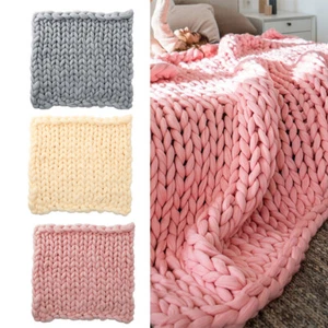 Cotton Knitted Throw Blanket Chunky Knitted Soft Throw Couch Blankets Bedding - Picture 1 of 8