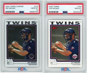 JOE MAUER 2004 Topps Chrome #315 (POP 12) & 2004 Topps #559 (POP 60) Rookie RC - Picture 1 of 6