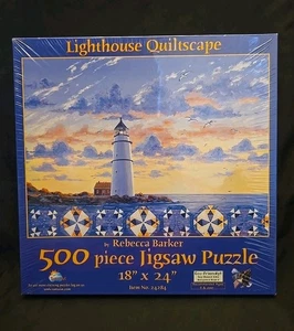 Neu und versiegelt SunsOut 500-teiliges Puzzle Leuchtturm Quiltscape von Rebecca Barker - Bild 1 von 7