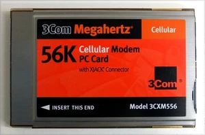 3Com Megahertz PCMCIA 56k Cellular Modem PC Card with XJACK 3CXM556 - Picture 1 of 2