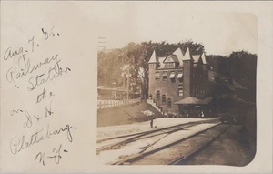 Railway Station Plattsburg New York NY Railroad 1905 RPPC Real Photo Postcard - Picture 1 of 4