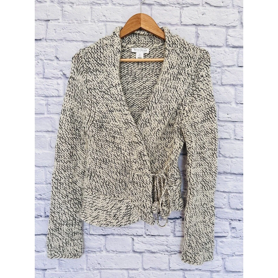 Cárdigan grueso envolvente frontal del mercado negro de la Casa Blanca talla XS mezcla de lana Foto 1 de 4