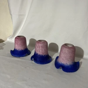 3x Vintage rosa/blau blickdichte Glas Decken-/Pendelleuchte/Lampen Lampenschirme - Bild 1 von 4