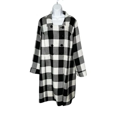 ModCloth Myrtlewood Women’s 2X Buffalo Check Long Trench Coat - Image 1 of 4