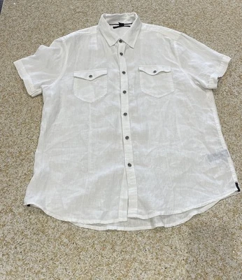 Kenneth Cole White 100% Linen Shirt Sleeve Button Down Shirt Casual Top  - Image 1 of 4