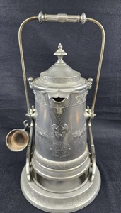 1879 - REED & BARTON SILBER TELLER KIPPKRUG KÜHLER mit TASSE Antik 19" hoch - Bild 1 von 13