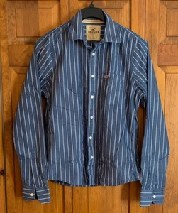 Camisa de algodón a rayas delanteras con botones manga larga Hollister para hombre etiqueta talla L - Imagen 1 de 3