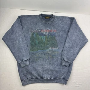 Sudadera De Colección Eddie Bauer Adulto XL Azul Naturaleza Exterior Bosque Avión Años 90  - Imagen 1 de 10