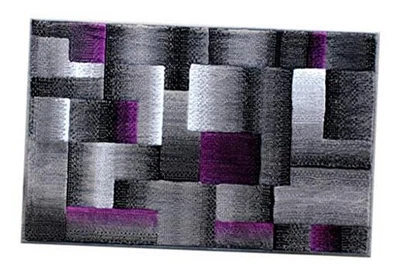 , Alfombra Moderna Contemporánea, Morado Gris Negro (2 Pies X 3 Pies) Alfombra  Foto 1 de 4