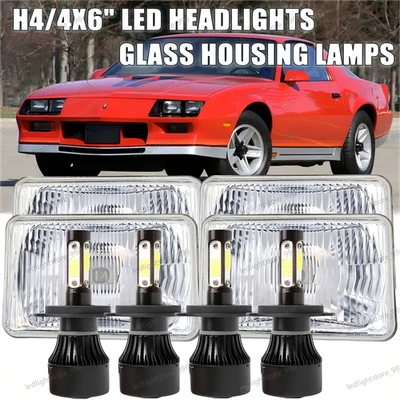 Faros LED 4x6" haz alto/bajo para Chevy Camaro 1982-1992 Caprice El Camino 4 piezas Foto 1 de 4