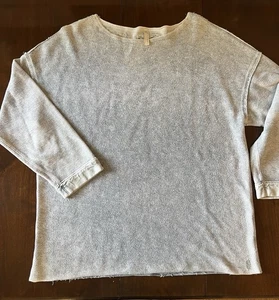 Free People Movement Cream Sweatshirt  Blue/cream Interior Raw Edge Oversized M - Picture 1 of 7