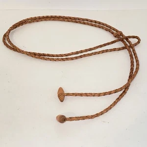 Vintage Brown Braided Leather Lasso Rope  Adjustable 47.5" Western Lariat Belt - Picture 1 of 8