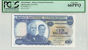 MOZAMBIQUE 100 Escudos 1972, P-113, PCGS 66 PPQ Gem UNC / Uncirculated, Scarce - Picture 1 of 2