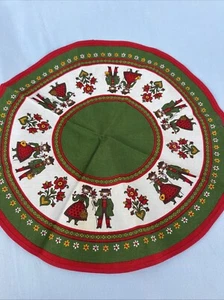 Tapete de mesa vintage Kolf Austria FolkLore arte popular 100 % algodón 15,5" - Imagen 1 de 6