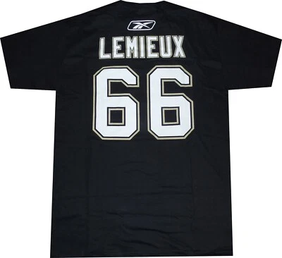 Camiseta Mario Lemieux Pittsburgh Penguins Reebok Throwback Negra Nuevas Etiquetas Foto 1 de 4