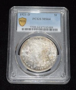 1921 D PCGS MS64 Toned Morgan Silver Dollar Strong Lustre Good Color - Picture 1 of 18