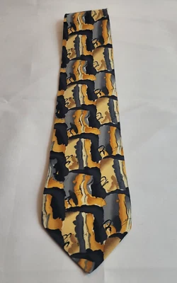 Corbata de seda para hombre Jerry Garcia diseño abstracto gris y amarillo Foto 1 de 4
