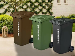 WHEELIE BIN NUMBERS ROAD STREET NAME AND NUMBER STICKERS 23.5" PACK OF 3 CUSTOM - Picture 1 of 1