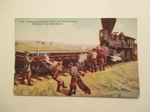 Defending the Work Train an incident Building of Union Pacific Railroad Postcard - Picture 1 of 2