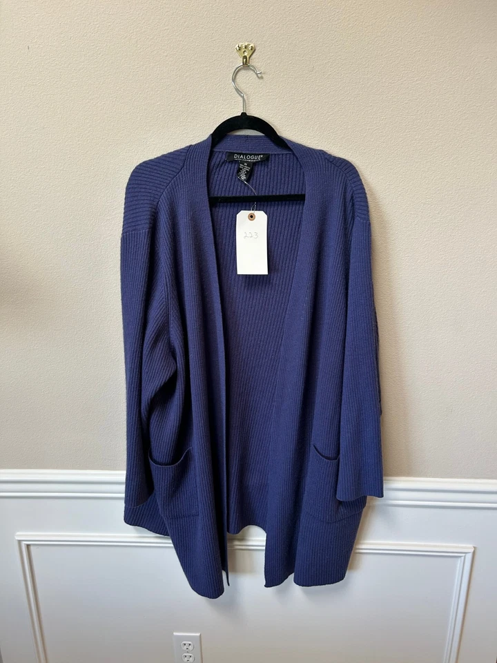 Dialogue navy long cardigan 3x pre-owned - Image 1 of 1