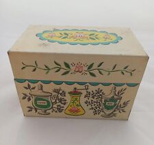 Vintage Recipe Box Tin Lithograph Herbs & Spices Design  J Chen & Co Retro