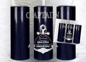 Captain Or First Mate, Design Gift Skinny 20oz Tumbler W/ Lid & Straw - Picture 1 of 1