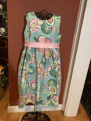 Lolly Wolly Doodle niñas talla. 7 Vestido Empire Tejido Floral Cinta Corbata Foto 1 de 4