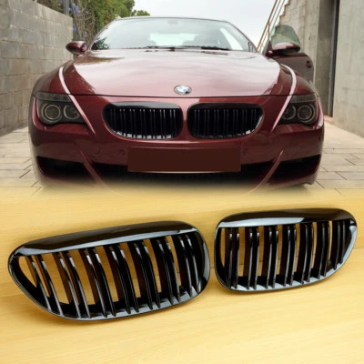 Gloss Black For BMW E63 E64 M6 Type Front Grille 04-10 630 645 650 - Image 1 of 4
