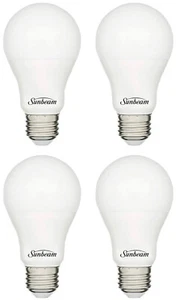 Sunbeam (4-PACK) Dimmable 9.5 Watt (=60W) LED Light Bulbs - 3000K Warm White A19 - Picture 1 of 3