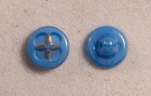 Button Set Satin Glass Light Blue Round Cross within Square 1/2” 12mm 20L Czechi - Picture 1 of 1