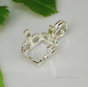 (10x8 - 20x15) EMERALD REGALLE Pre-Notched Sterling Silver Pendant Setting - Picture 1 of 2