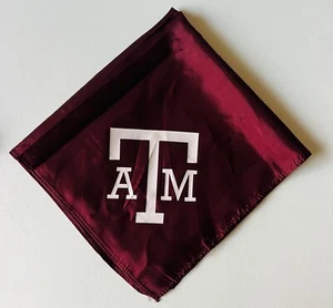 TEXAS A&M Aggies Maroon Bandana Handkerchief(21"X21")Satin Silky Scarf Flowy Fab - Picture 1 of 15