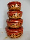 Vintage Chinese Nesting Baskets Set Of 4 Paper Mache Red Lacquer Gold Gilt
