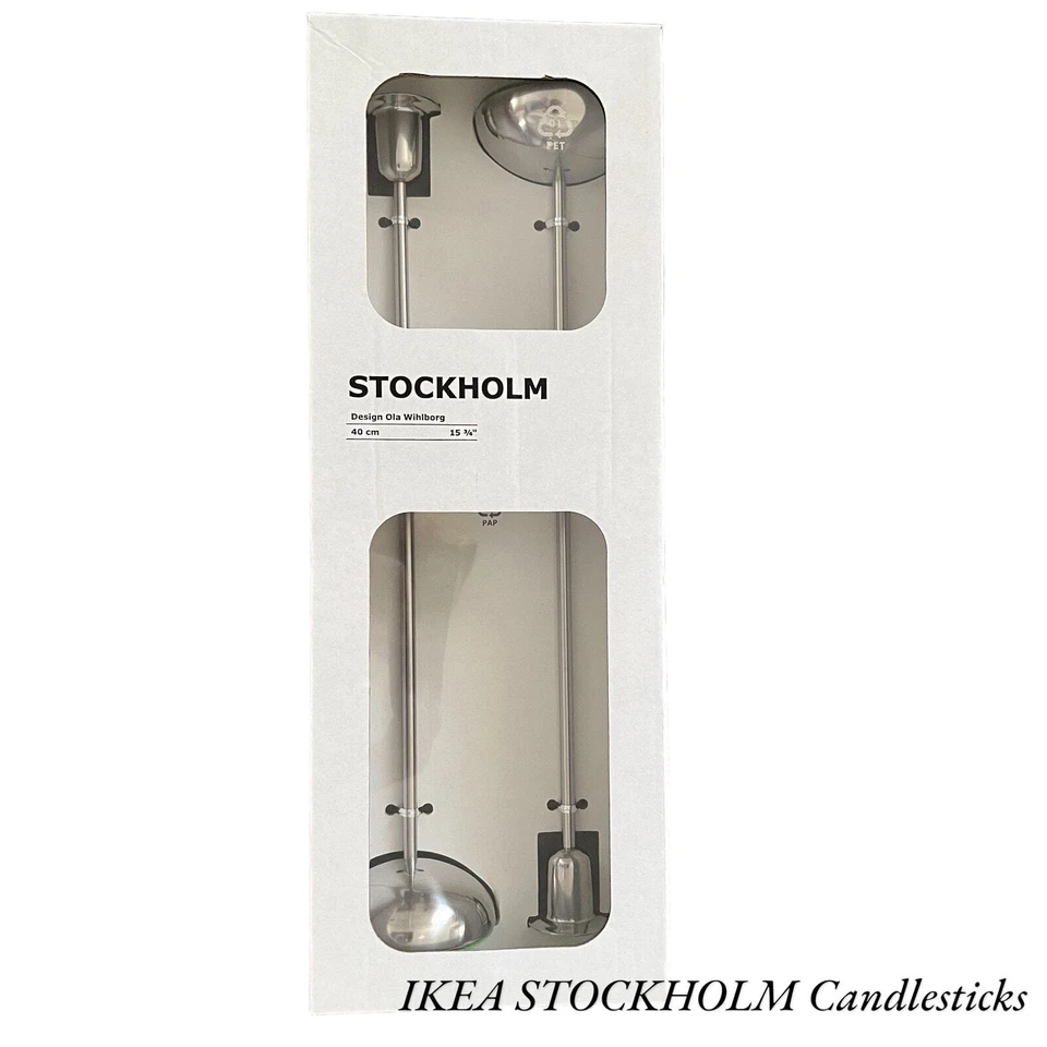 Set of 2 IKEA STOCKHOLM Stainless Candlestick 15 ¾ " 902.482.85