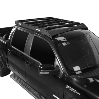 Roof Rack Cargo Carrier w/ LED Lights for 2009-2014 Ford Raptor & F150 SuperCrew - Image 1 of 4