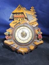 Black Forest  Wood Carved Barometer Mama &Papa plays Accordion Made in Germany