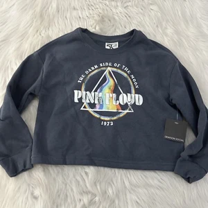 Grayson Social girls Pink floyd sweatshirt crop long sleeve S 6/6X NWT blue 90s - Picture 1 of 10