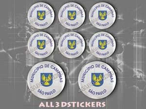 8 x 3D ROUND Stickers Resin Domed Flag Campinas - Adhesive Decal Vinyl - Imagen 1 de 1