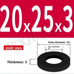 20mm0.79" ID x25mm0.98" OD x3mm0.12" Thick Rubber Flat Washers Spacers Sealing - Picture 1 of 5