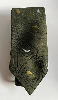 Corbata Vintage Envoy Edición Limitada Poliéster Verde con Patrón Geométrico Foto 1 de 4