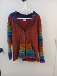 Greater Good Network Jacket Unisex Size L/XL Zip Up Hooded Pocket BOHO Hippie - Picture 1 of 5