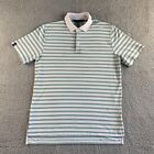 New Ralph Lauren Polo Shirt Mens Medium White Green Wicking Striped Golf Rugby