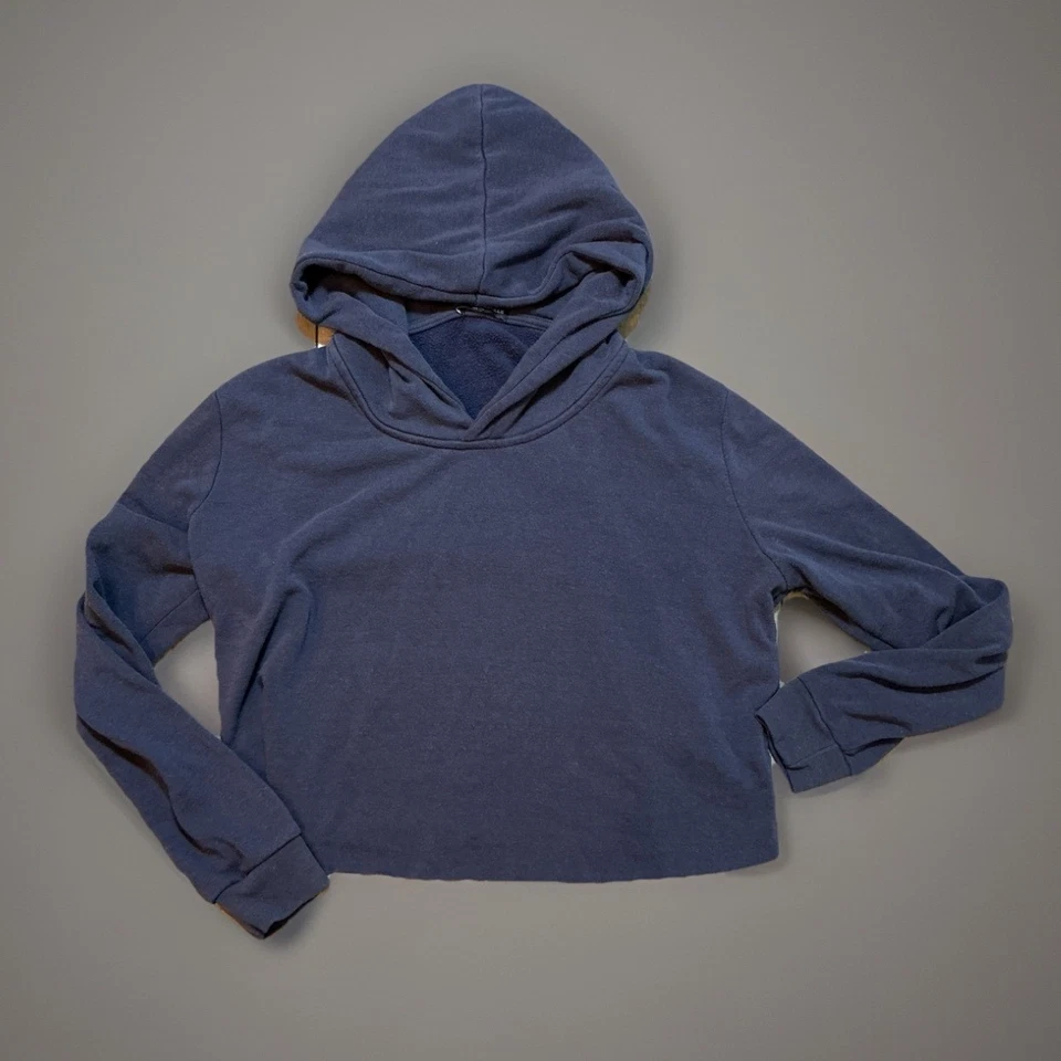 Женская укороченная толстовка с капюшоном Brandy Melville с длинным рукавом один размер синий топ - Изображение 1 из 4