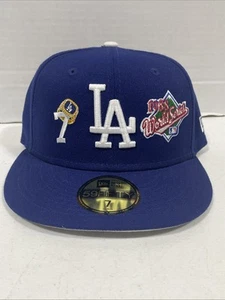 Los Angeles Dodgers New Era 7 Rings World Series Champions Fitted Hat Cap Sz 7 - Picture 1 of 10
