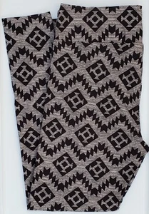 OS LuLaRoe One Size Leggings Black Gray Aztec Southwest Tribal Print NWT X30 New - Picture 1 of 6