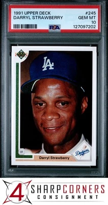 1991 UPPER DECK #245 DARRYL STRAWBERRY DODGERS PSA 10 - Image 1 of 3