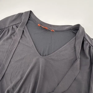 ModCloth Womens Large Gray Blouse Elastic Waist 3/4 Sleeve V-Neck Shirt NEW - Picture 1 of 9